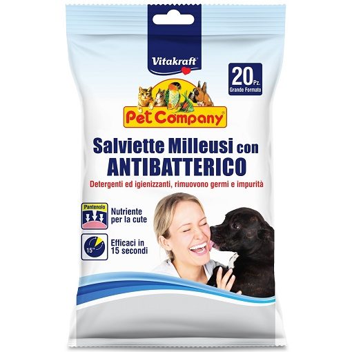 SALVIETTE DETERGENTI ANTIBATTERICHE PER CANI E GATTI